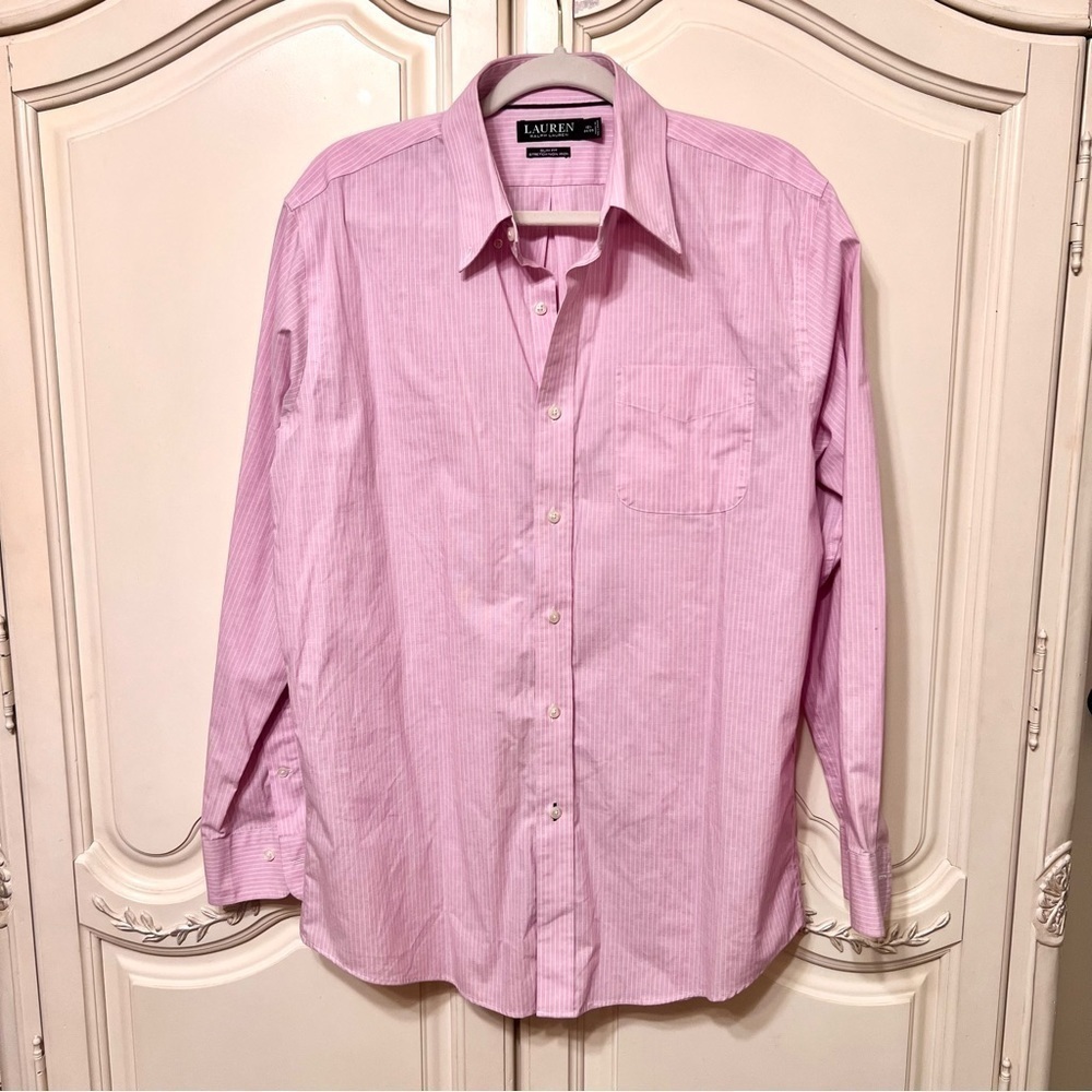 Lauren Ralph Lauren Men’s Slim Fit Stretch Non Iron Button Down Shirt Pink